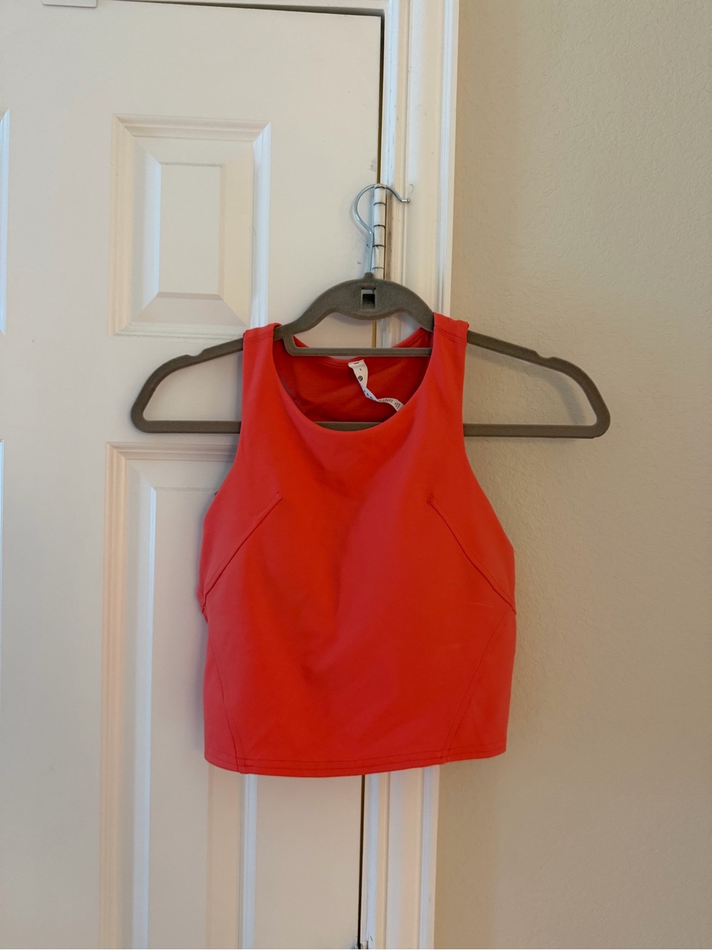 Lululemon coral pink cropped tank with racerback
